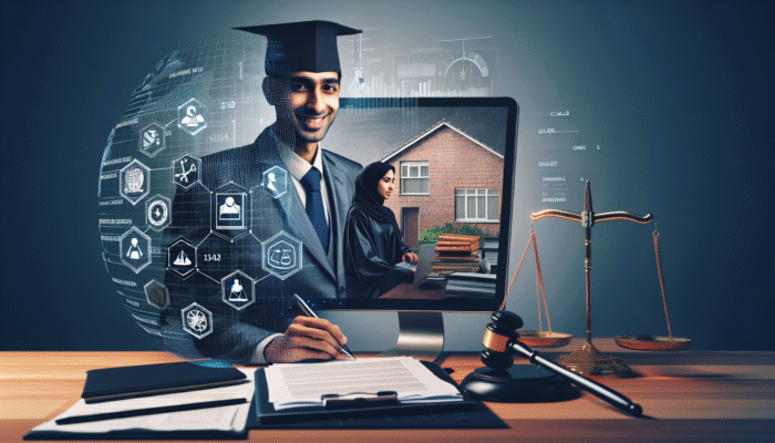 A solicitor utilising digital tools for a remote UK home sale, assisting the client via video call.