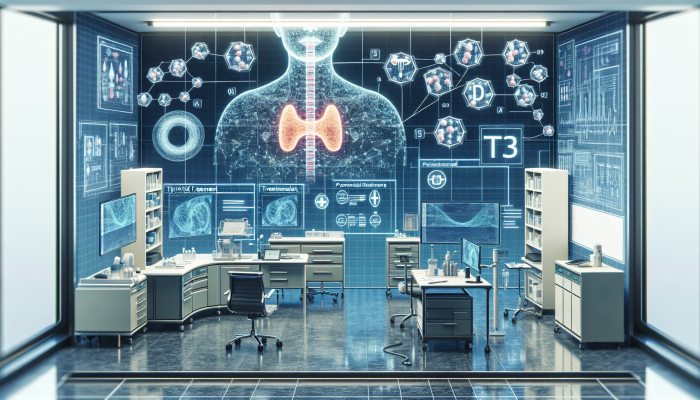 A medical chart with personalised thyroid treatment plans, T3 levels, and T3 replacement therapy options in a modern healthcare facility.