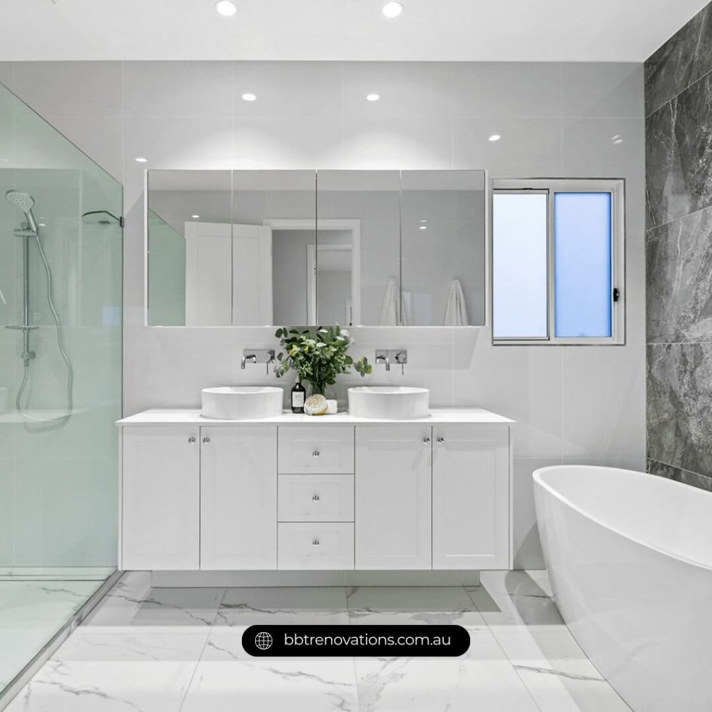 An example of beautifully coordinated bathroom tiles showcasing elegance and style.