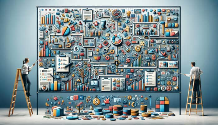 Infographic showing essential steps for budget clearance with flowcharts, checklists, and financial icons.