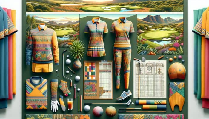 Vibrant South African golf fashion featuring Sun City's colorful designs and Cape Town Golf Co.'s sustainable outfits.