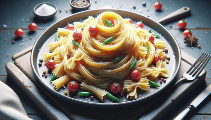 Al dente pasta, firm yet tender, with light sauce, showcasing ideal texture and shape.