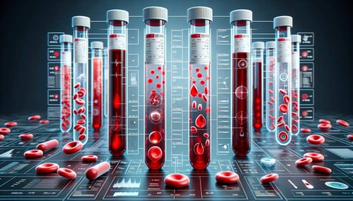 Full Blood Count Test in Oswestry: Illustration of a full blood count with labelled blood components and metrics.