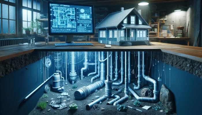 Crawl Space Drainage Services in Pitt Meadows: Crawl space with drainage systems, pipes, and sump pump managing water in Pitt Meadows home.