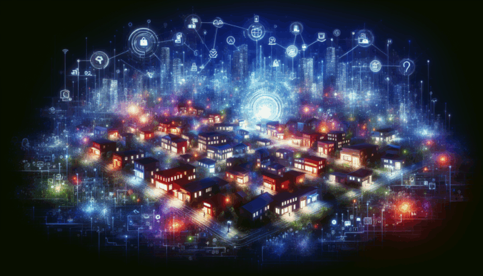 Web Development in Chard for Small Businesses: A vibrant digital cityscape of Chard with glowing small businesses attracting customers through engaging websites, symbolising growth and loyalty.