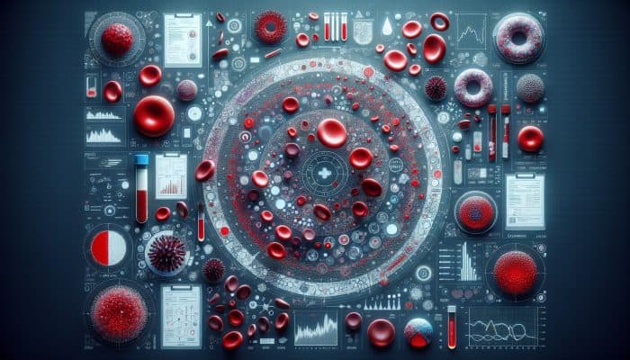 FBC Test In Tonbridge: Illustration of a Full Blood Count test showing red and white blood cells, platelets, and red cell indices.