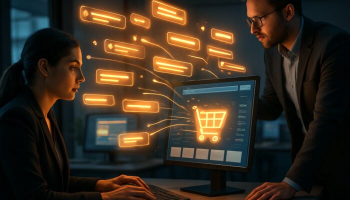 Analysts extracting valuable keywords from floating reviews to enhance a dynamic e-commerce site.